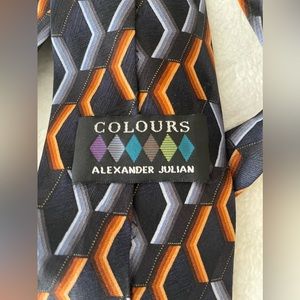 Colours Alexander Julian Tie 100% Silk Geometric Pattern